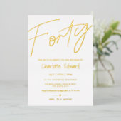 ミニマモダンリスト白黒写真サプライズ40th 箔招待状 (立ち正面)