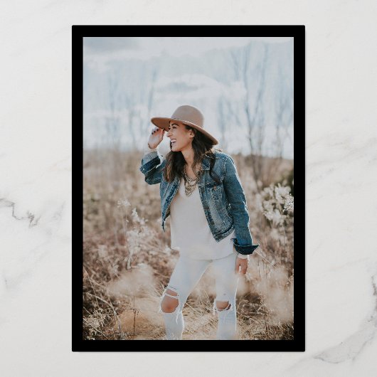 ミニマモダンリスト白黒写真サプライズ40th 箔招待状 (裏面)