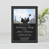 ミニマモダンリスト白黒写真卒業 招待状 (スタンド正面)