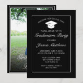 ミニマモダンリスト白黒写真卒業 招待状 (正面/裏面)