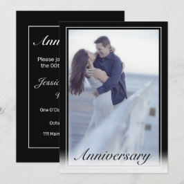 ミニマモダンリスト白黒写真記念日 招待状