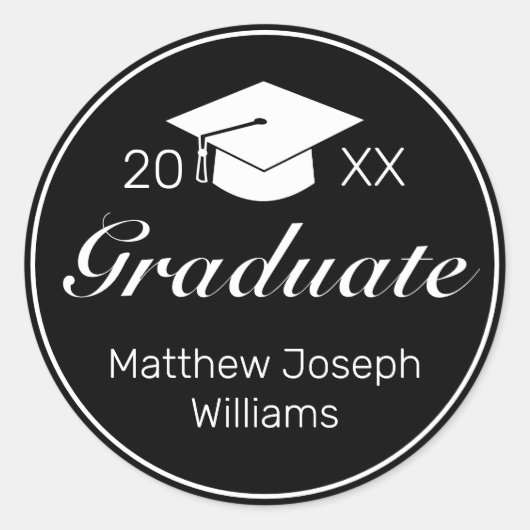 ミニマモダンリスト白黒卒業クラシック ラウンドシール (正面)