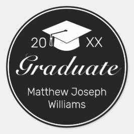 ミニマモダンリスト白黒卒業クラシック ラウンドシール