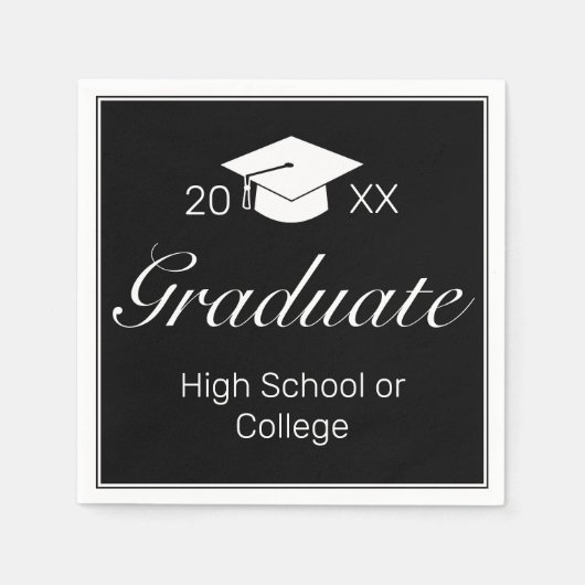 ミニマモダンリスト白黒卒業党 スタンダードカクテルナプキン (正面)