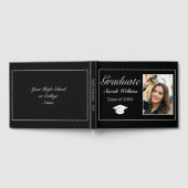 ミニマモダンリスト白黒卒業写真 ゲストブック (全面)