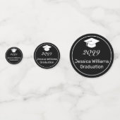 ミニマモダンリスト白黒卒業写真 コンフェッティ (裏面)