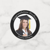 ミニマモダンリスト白黒卒業写真 コンフェッティ (スモール正面)