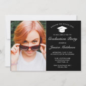 ミニマモダンリスト白黒卒業写真 招待状 (正面)