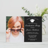 ミニマモダンリスト白黒卒業写真 招待状 (スタンド正面)