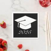 ミニマモダンリスト白黒卒業帽子 スタンダードカクテルナプキン (インサイチュ)