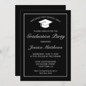 ミニマモダンリスト白黒卒業 招待状 (正面/裏面)