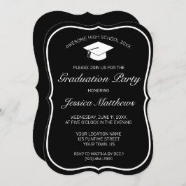 ミニマモダンリスト白黒卒業 招待状