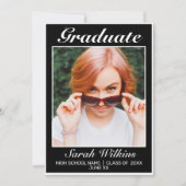 ミニマモダンリスト白黒卒業 案内状 (正面)