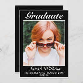 ミニマモダンリスト白黒卒業 案内状