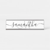 ミニマモダンリスト白黒名モノグラシンプルム デスクネームプレート (正面)