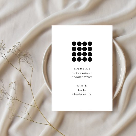 ミニマモダンリスト白黒幾何結婚要素 セーブザデート