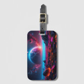 ミニマモダンリスト白黒抽象芸術サークル ラゲッジタグ (正面縦)