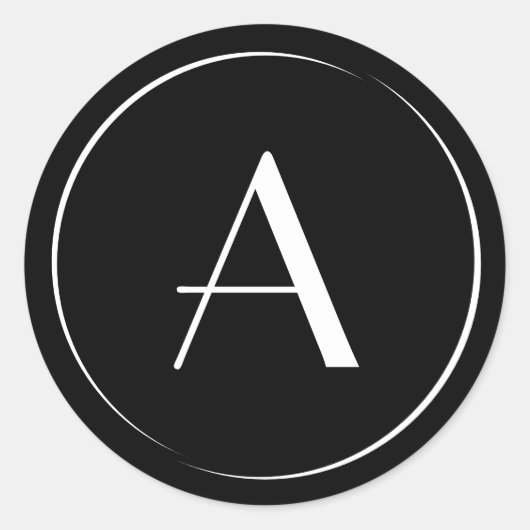 ミニマモダンリスト白黒文字モノグラム ラウンドシール (正面)