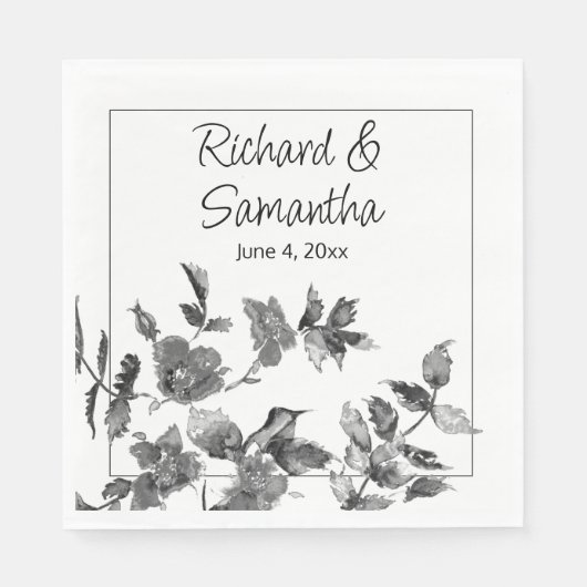 ミニマモダンリスト白黒水カラーバラ スタンダードランチョンナプキン (正面)