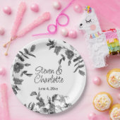 ミニマモダンリスト白黒水カラーバラ ペーパープレート (パーティー)