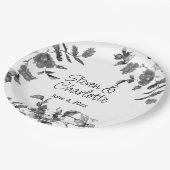 ミニマモダンリスト白黒水カラーバラ ペーパープレート (アングル)