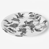 ミニマモダンリスト白黒水カラーバラ ペーパープレート (アングル)