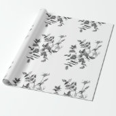 ミニマモダンリスト白黒水カラーバラ ラッピングペーパー (アンロールド)