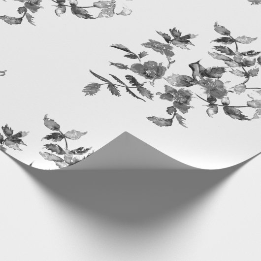 ミニマモダンリスト白黒水カラーバラ ラッピングペーパー (角)