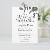 ミニマモダンリスト白黒水カラーバラ 招待状 (スタンド正面)