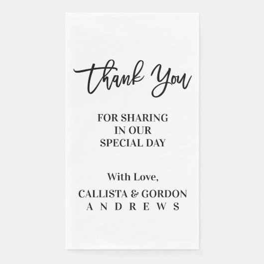 ミニマモダンリスト白黒結婚の感謝 (正面)