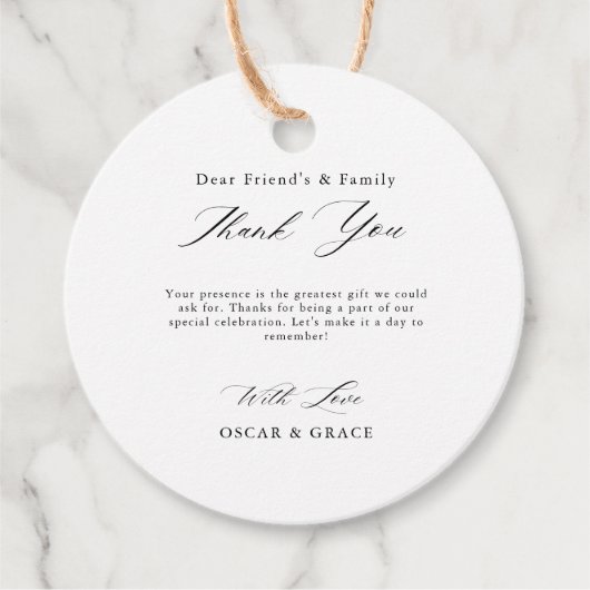 ミニマモダンリスト白黒結婚の感謝 フェイバータグ (正面)