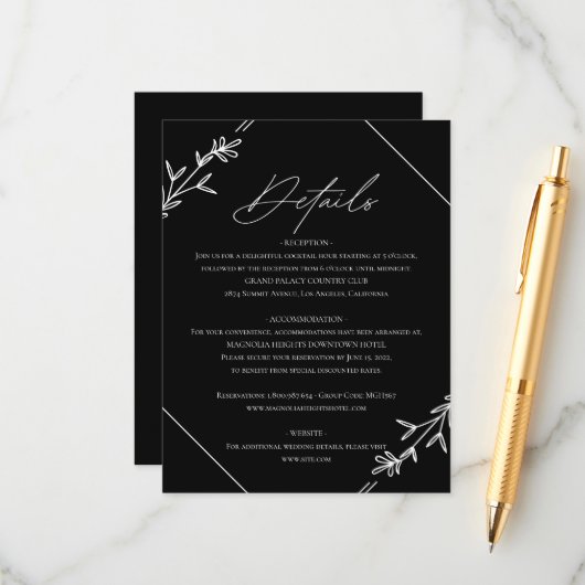 ミニマモダンリスト白黒結婚ズクラシック エンクロージャーカード (正面/裏面インサイチュ)