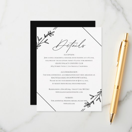 ミニマモダンリスト白黒結婚ズクラシック エンクロージャーカード (正面/裏面インサイチュ)