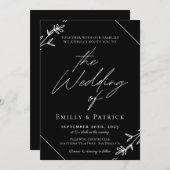 ミニマモダンリスト白黒結婚ズクラシック 招待状 (正面/裏面)