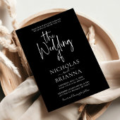 ミニマモダンリスト白黒結婚ズクラシック 招待状