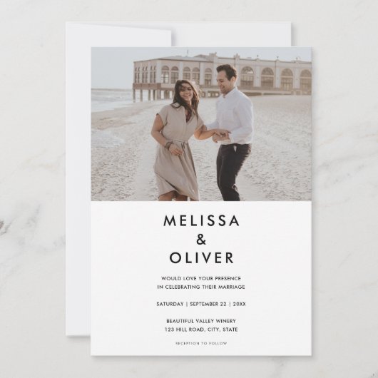 ミニマモダンリスト白黒結婚ズ 招待状 (正面)