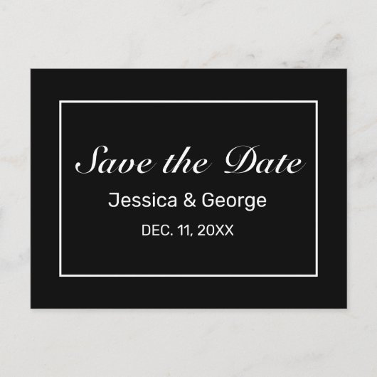 ミニマモダンリスト白黒結婚ズ 案内ポストカード (正面)