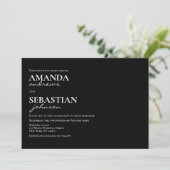 ミニマモダンリスト白黒結婚タイポグラフィ 招待状 (スタンド正面)