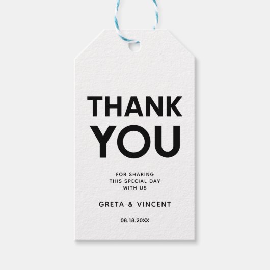ミニマモダンリスト白黒結婚式の引き出物 ギフトタグ (正面)