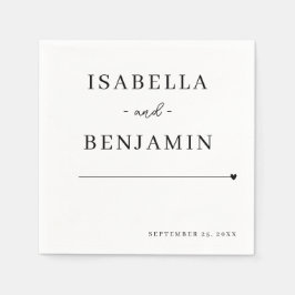 ミニマモダンリスト白黒結婚紙 スタンダードカクテルナプキン