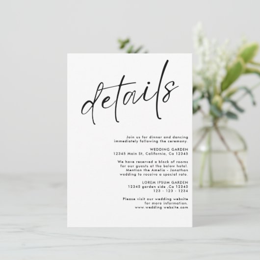 ミニマモダンリスト白黒結婚詳細 エンクロージャーカード (スタンド正面)