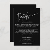 ミニマモダンリスト白黒結婚詳細 エンクロージャーカード (正面/裏面)