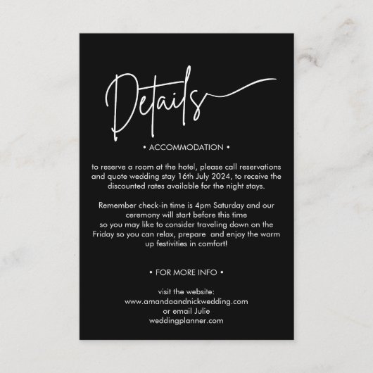 ミニマモダンリスト白黒結婚詳細 エンクロージャーカード (正面)