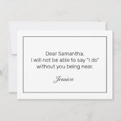 ミニマモダンリスト白黒花嫁メイドカード セーブザデート (裏面)