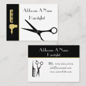 ミニマモダンリスト白黒金ゴールドヘアスタイリスト部 名刺 (正面/裏面)