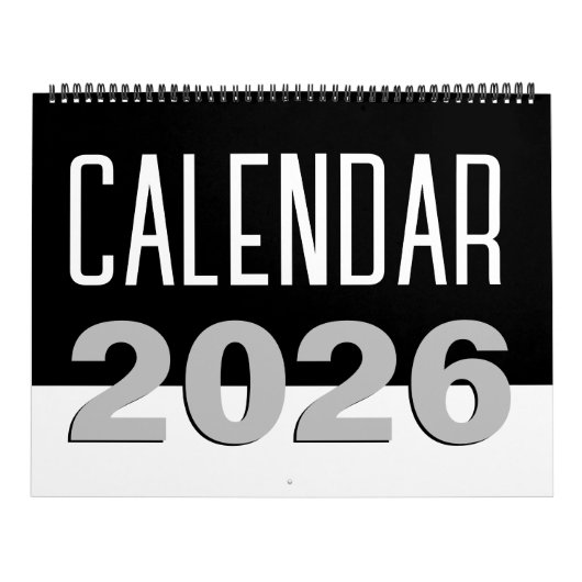 ミニマモダンリスト白黒2026 カレンダー (カバー)