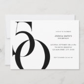 ミニマモダンリスト白黒50誕生日 招待状 (正面)