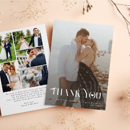 ミニマモダンリスト白黒6枚結婚の写真 サンキューカード