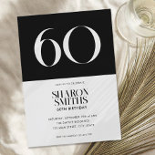 ミニマモダンリスト白黒60誕生日 招待状