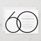 ミニマモダンリスト白黒60th誕生日パーティー 招待状 (正面)